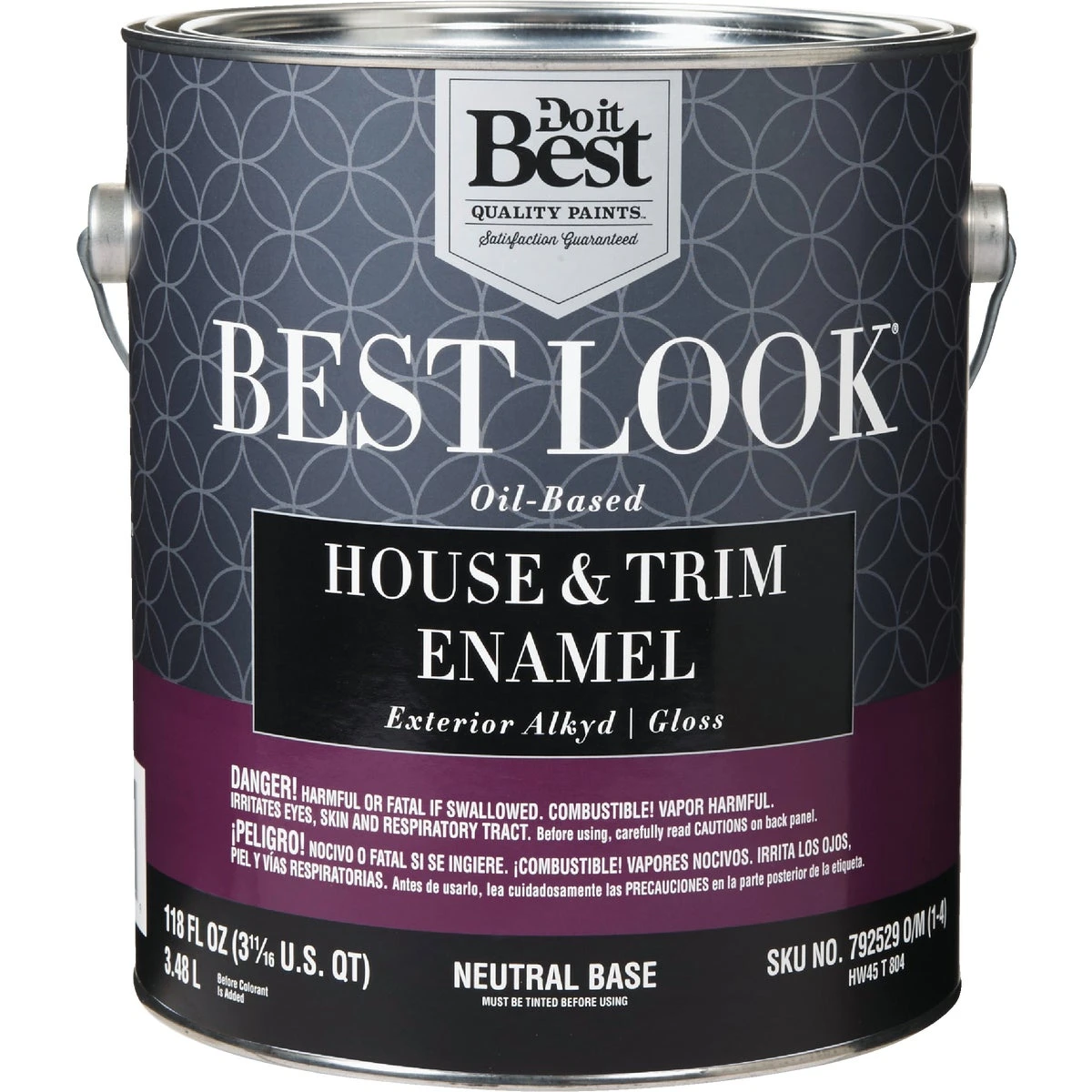 Best Look Oil-based Alkyd Gloss Exterior House & Trim Enamel Paint, Neutral Base, 1 Gallon