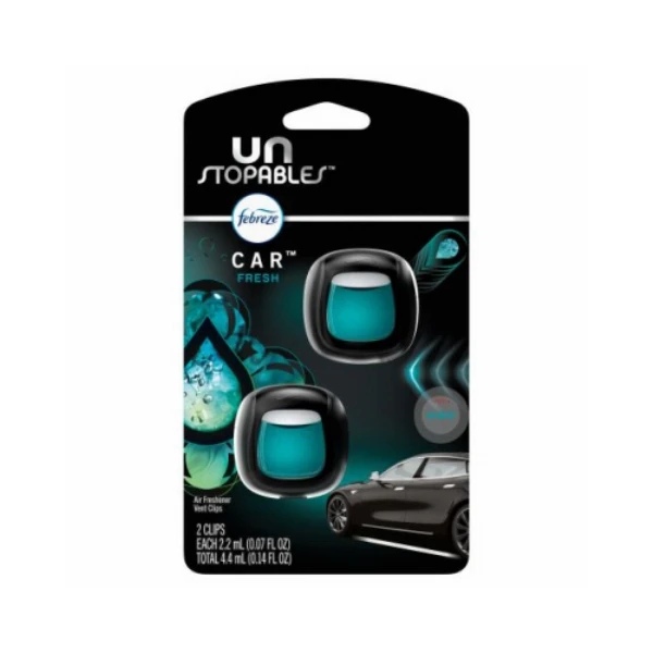 Unstopables Odor-Eliminating Car Vent Clip Air Freshener, Fresh Scent, 2-Ct.