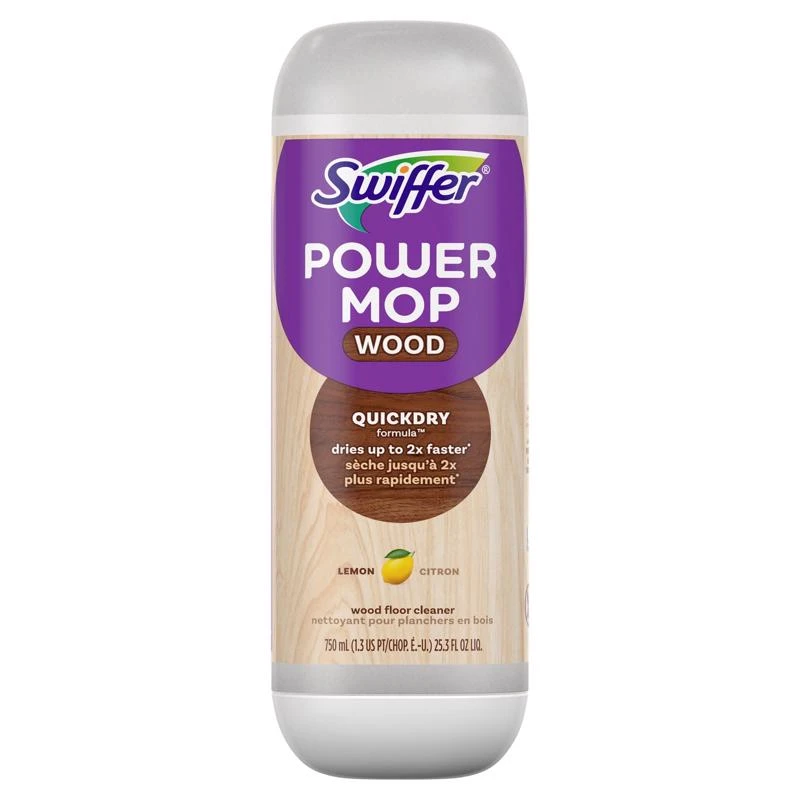 Power Mop Wood Floor Cleaning Solution, Lemon Scent, 0.75L