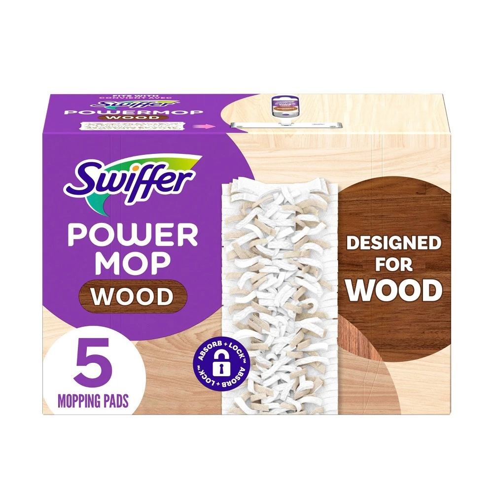 Power Mop Wood Floor Pad Refills, 5-Ct.