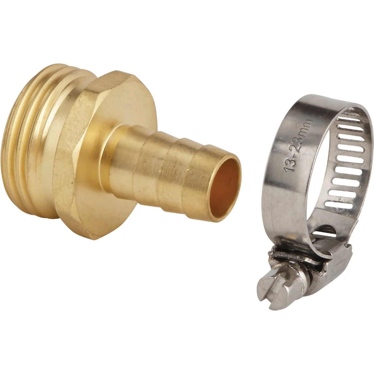 1/2 Inch Male Brass Hose End Repair Coupling With Stainless Steel Clamp