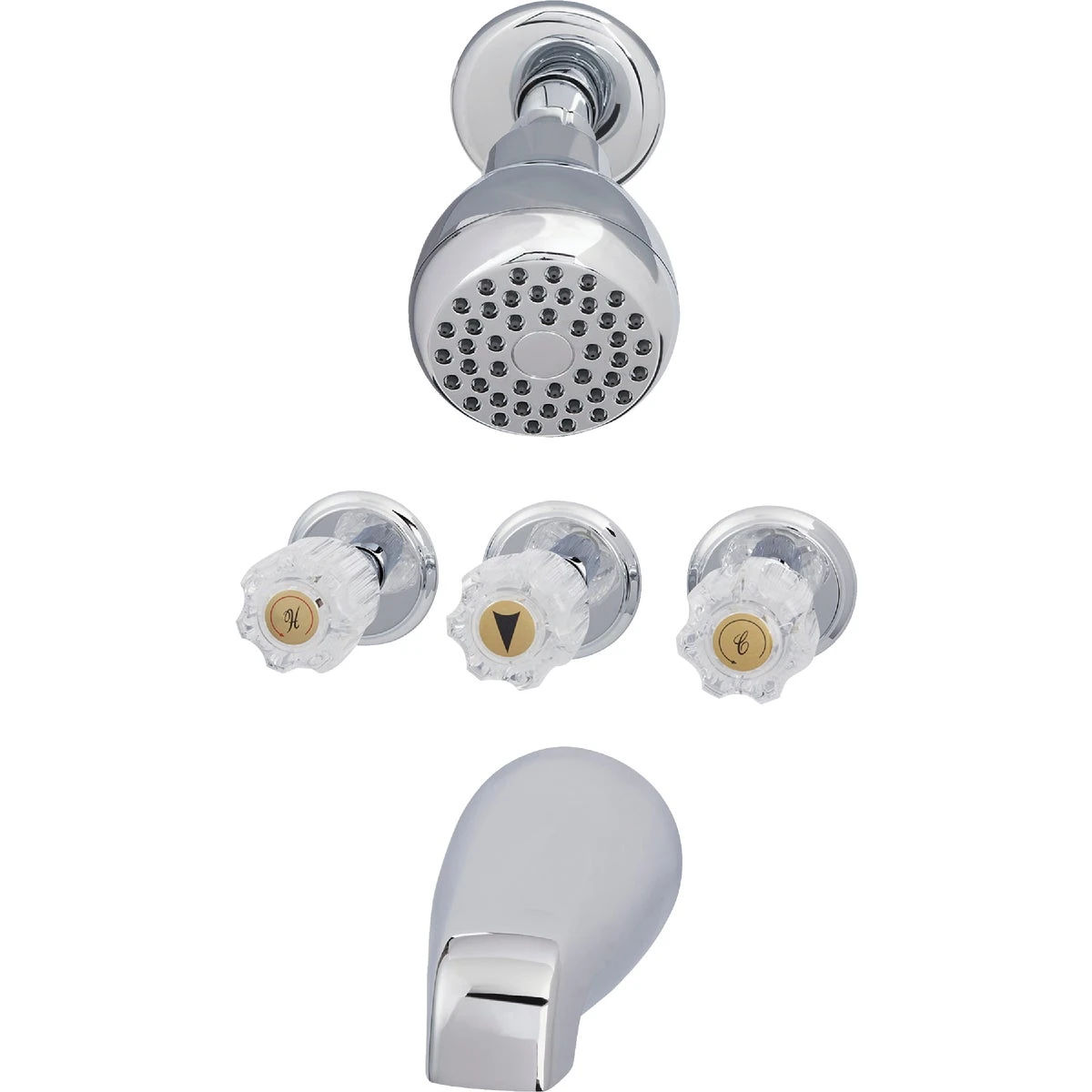 Chrome 3-handle Acrylic Knob Tub & Shower Faucet F3010505cp-jpa3