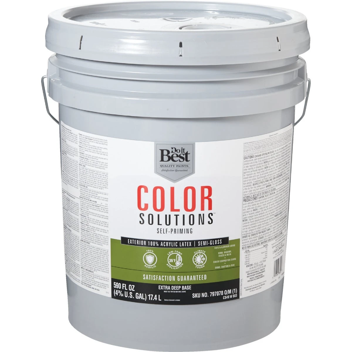 100% Acrylic Latex Self-priming Semi-gloss Exterior House Paint, 5 Gal.