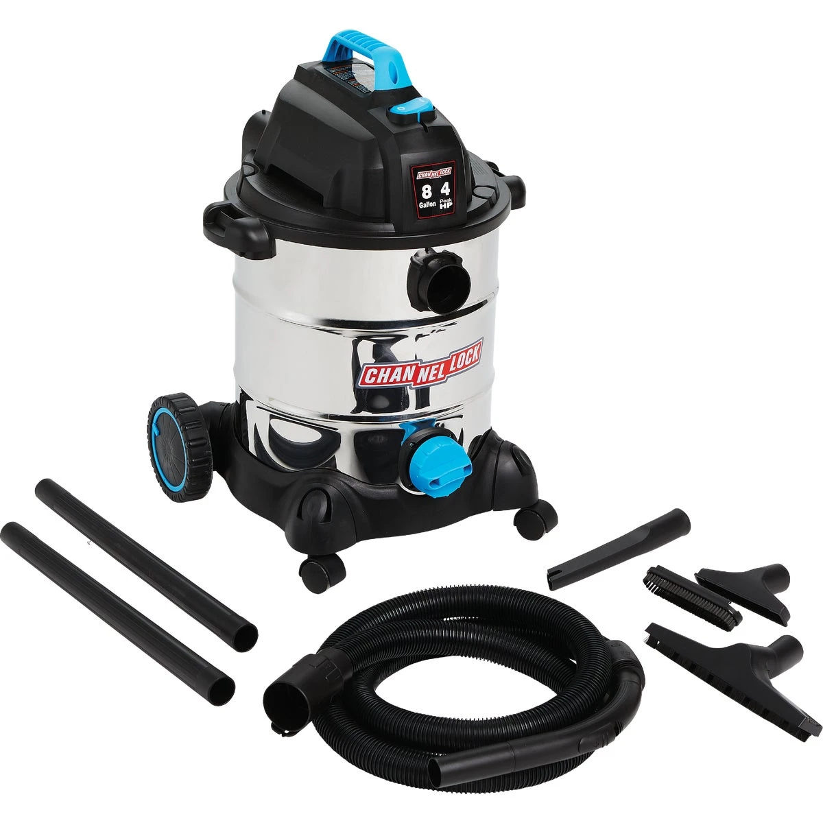 8 Gallon 4.0 Peak Hp Stainless Steel Wet/dry Vacuum With Accessories