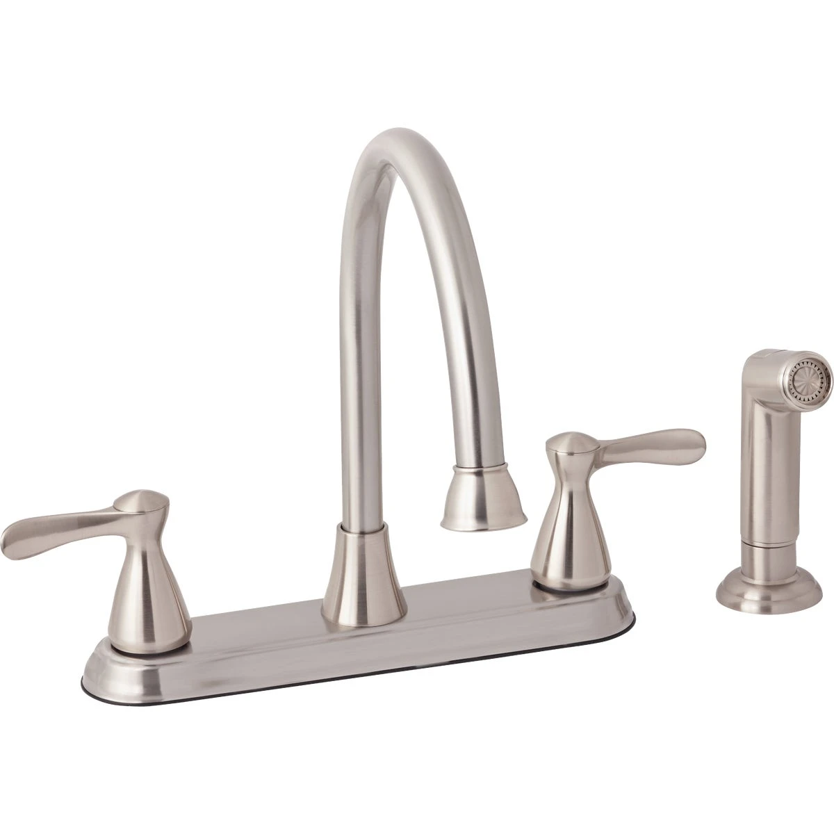 Dual Handle Traditional Lever Kitchen Faucet With Side Spray, Brushed Nickel