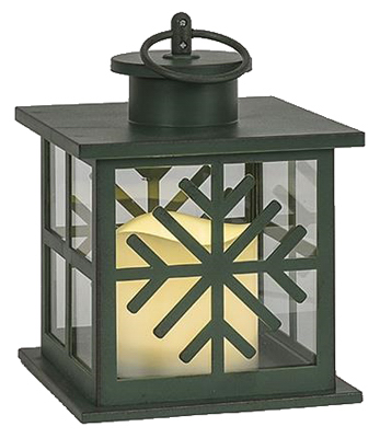 Snowflake Lantern, Green Plastic, 5.6 X 5.6 X 7.25-inch Model Gl29381gn