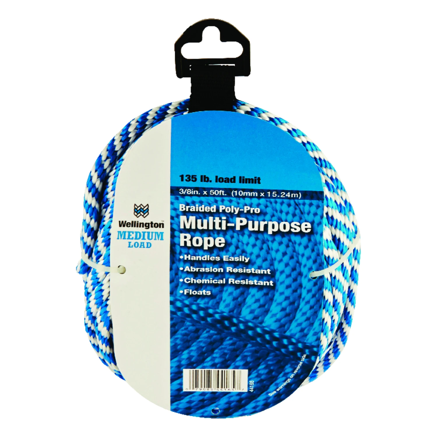 3/8 In. Diameter X 50 Ft. Length Blue/white Solid Braided Poly Derby Rope