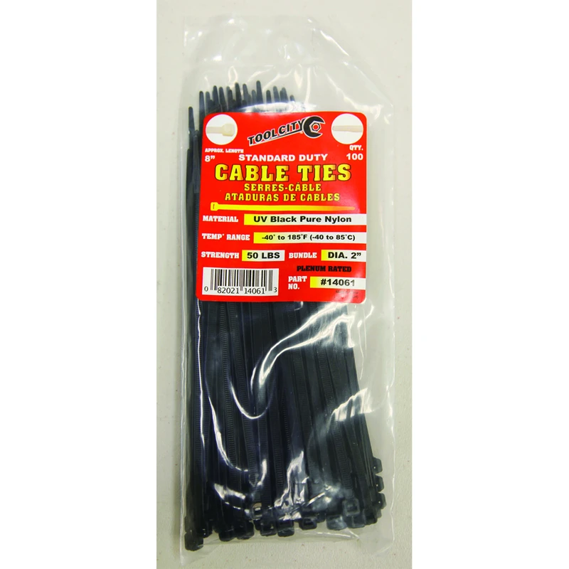 Tool City 8 in. L Black Cable Tie 100 pk