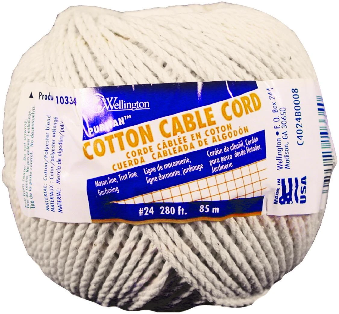 280 Ft L White Twisted Cotton Twine - Durable And Versatile
