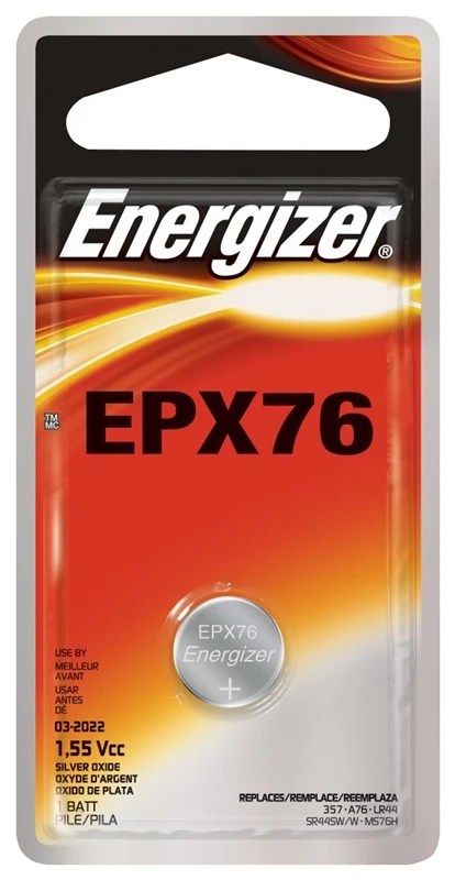 Energizer EPX76 Series EPX76BPZ Zero-Mercury Battery, Silver Oxide, 188 mAh