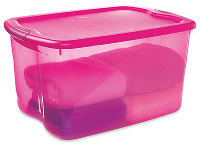 Latched Storage Box, Pink, 66-Qt., Must Order in Quantities of 4