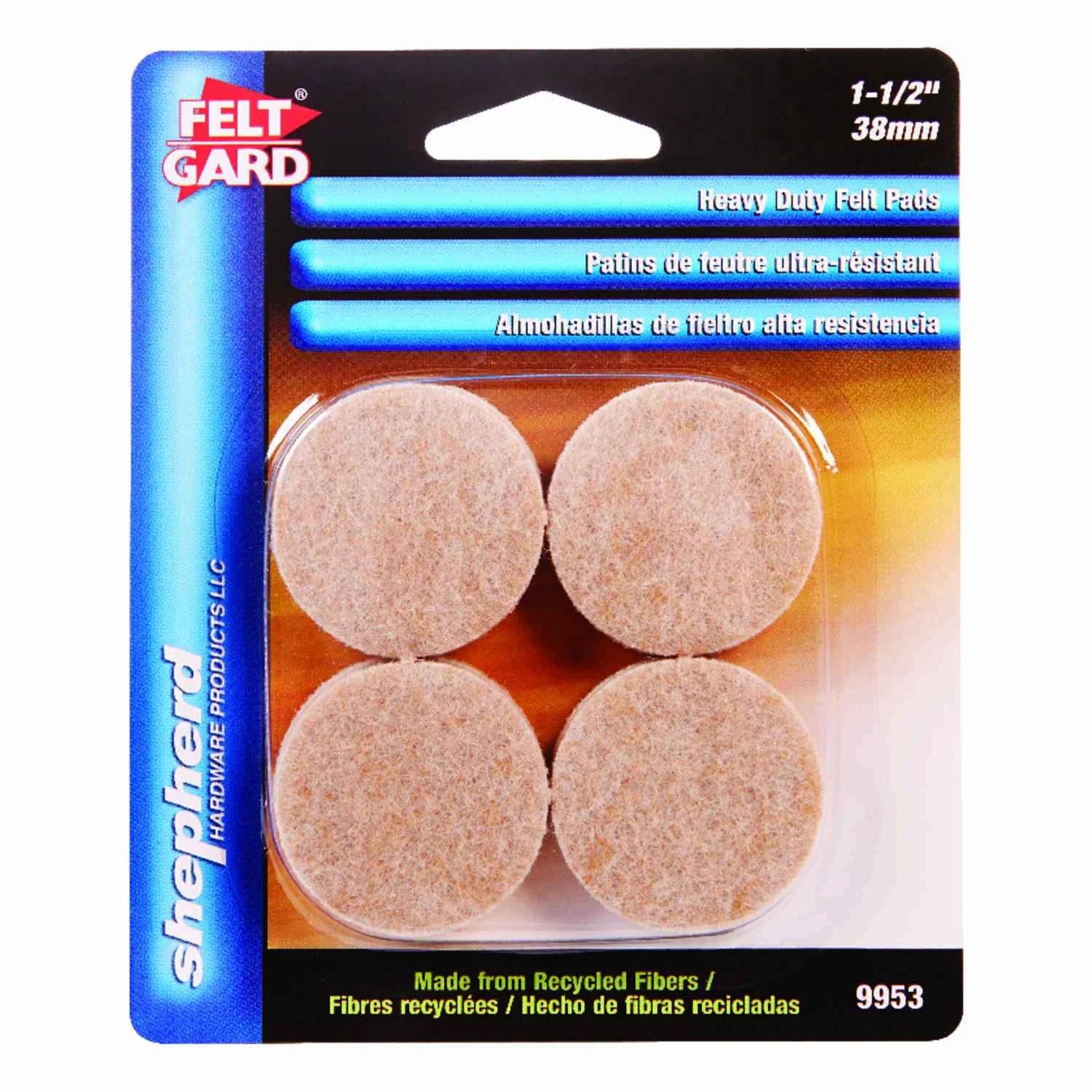 Felt Self Adhesive Round Pads Tan 1.5 In. 8 Pk Model 9953