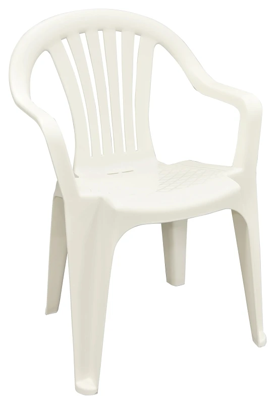Low-back Stackable Patio Chair, Matte White Resin, Model 8234-48-3704