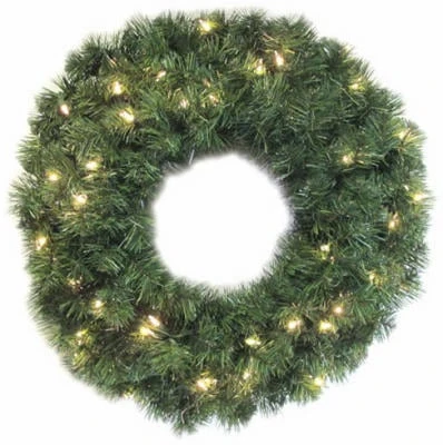 Inliten 60090-88 24 In. Clear Light Valley Pine Wreath