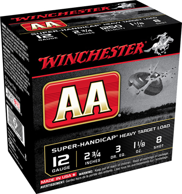 Aa Super Handicap 12 Gauge Shotshells - 2-3/4 Inch, #8 Shot, 25 Rounds