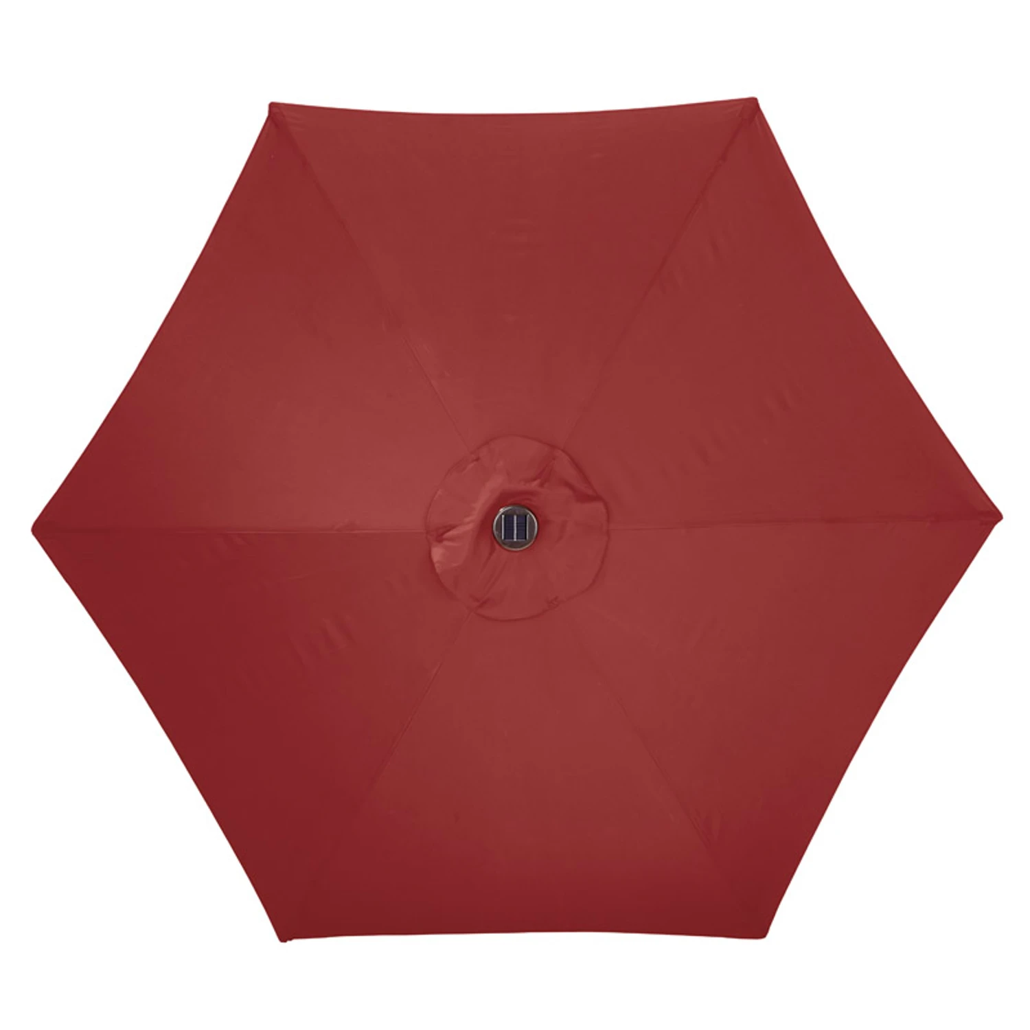 Solar Led 9 Ft. Tiltable Red Market Umbrella With Steel Frame