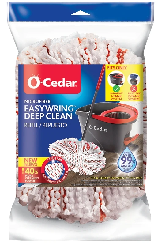 Easywring Deep Clean Mop Head Refill, Microfiber, Red/white - Case Of 4
