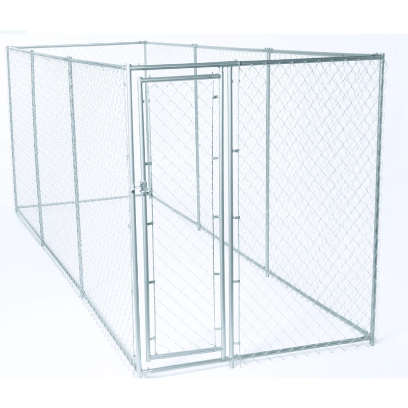 Chain Link Dog Kennel, 6 Ft H X 5 Ft W X 15 Ft L, Galvanized Steel