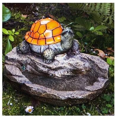 Cable 91516di Solar Turtle Bird Bath With Amber Led Light