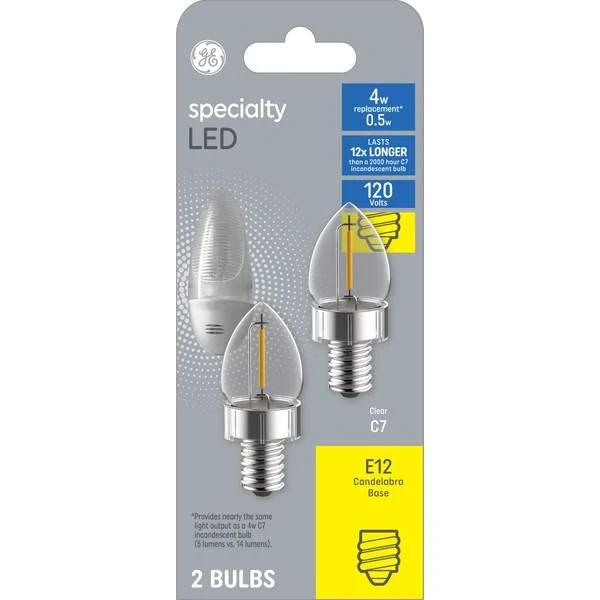 LED Night Light Bulbs, Candelabra Base, .5 Watt, 2-Pk.