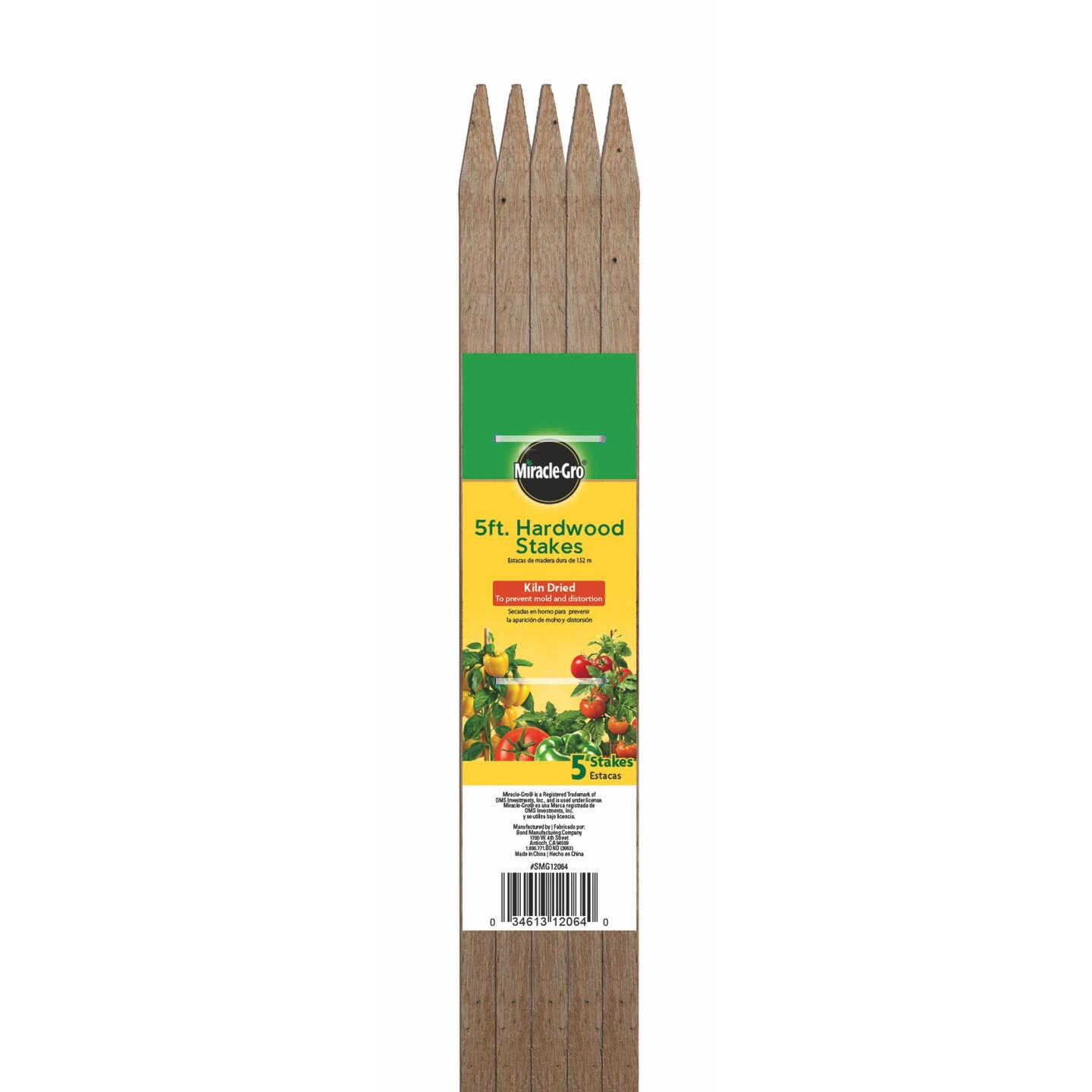 BOND MANUFACTURING CO. INC. 5 ft. Hardwood Stakes 5 Pack - BOND MANUFACTURING CO. INC.
