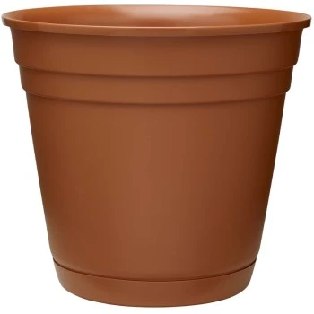 Riverland Planter With Saucer, Terra Cotta Resin, 8 In.
