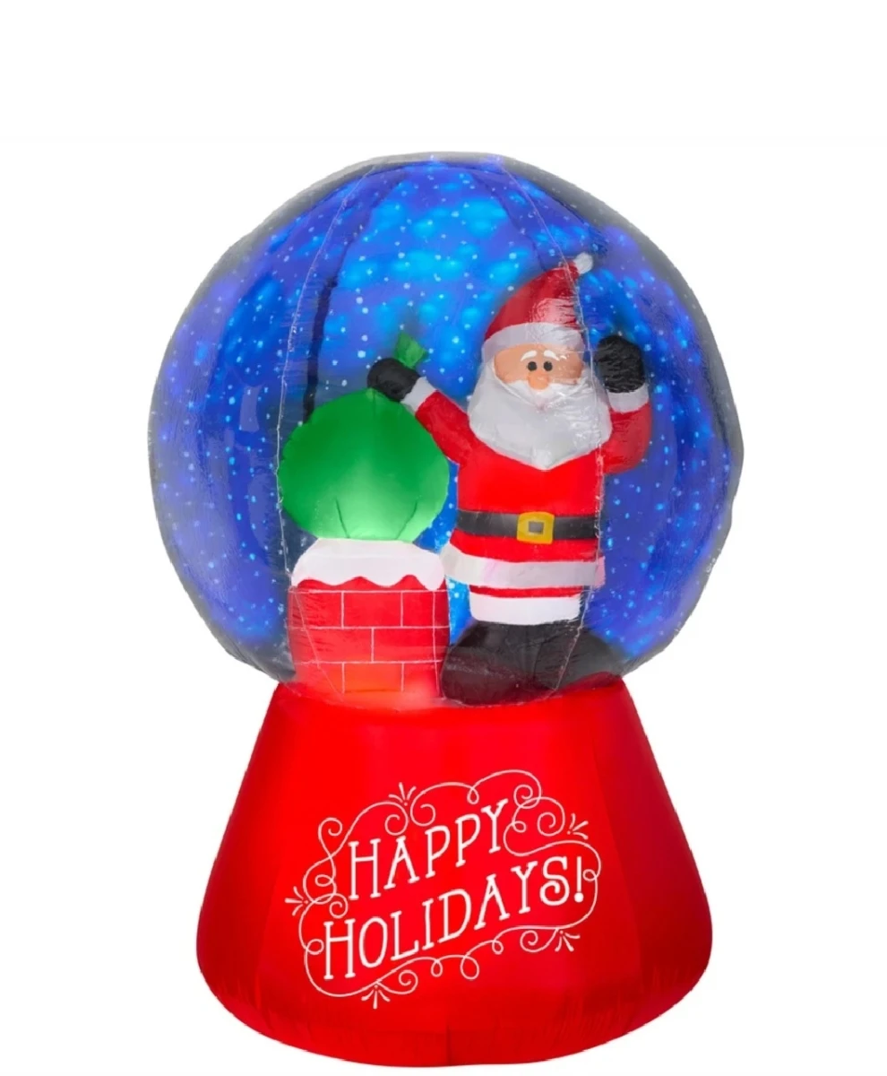 5.5 Ft Airblown Christmas Inflatable Santa Snowglobe With Rooftop Projection