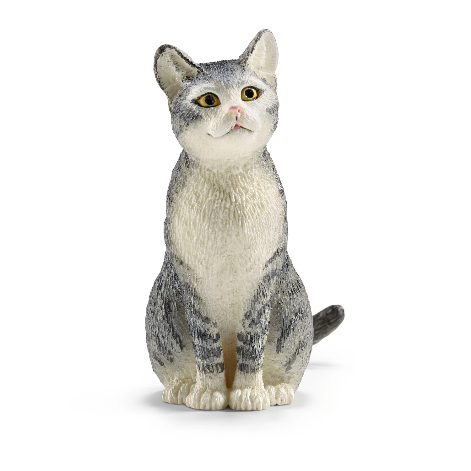 Farm World Sitting Cat Toy - Black/white Plastic Figure For Ages 3+