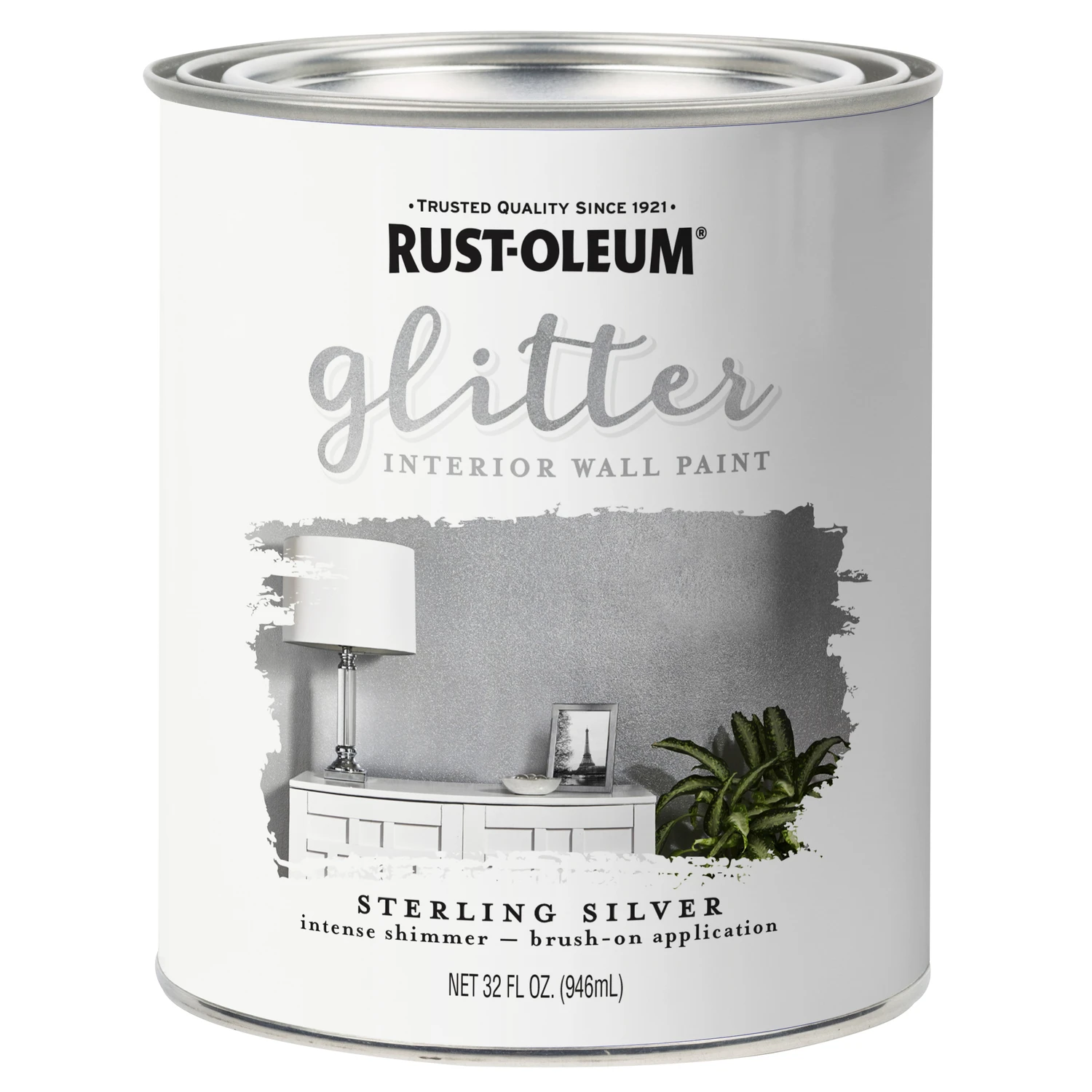 Specialty Flat Sterling Silver Glitter Interior Wall Paint 1 Quart