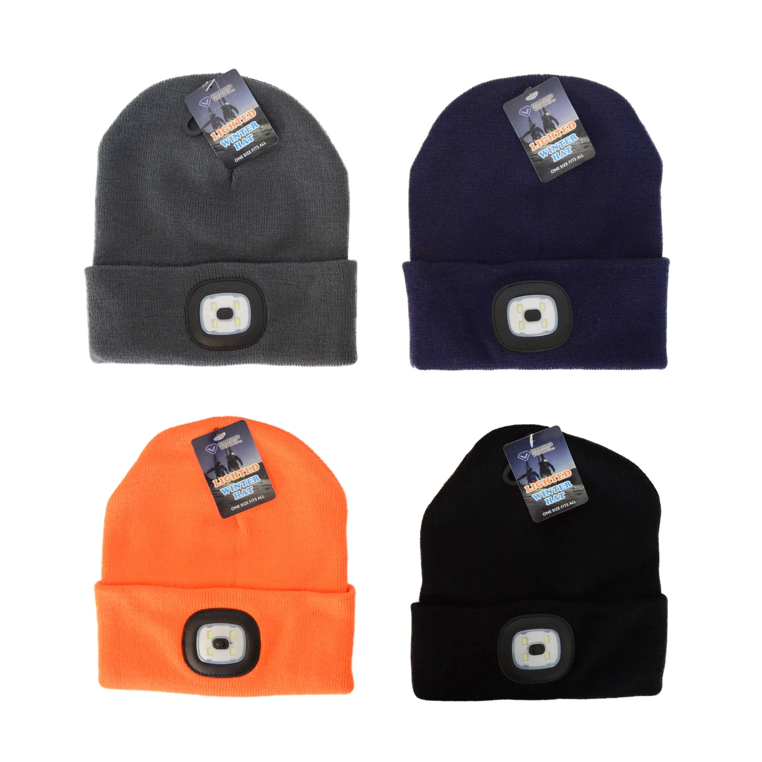 Diamond Visions Beanie Lighted Winter Hat Assorted Colors One Size Fits All