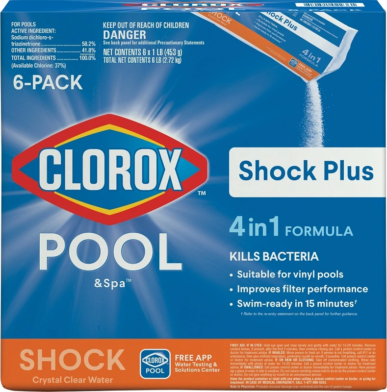 Clorox 32606CLX POOL & Spa Shock Plus Series Pool Chemical, 1 lb Bag, Solid, Chlorine, 5 to 5.5 pH
