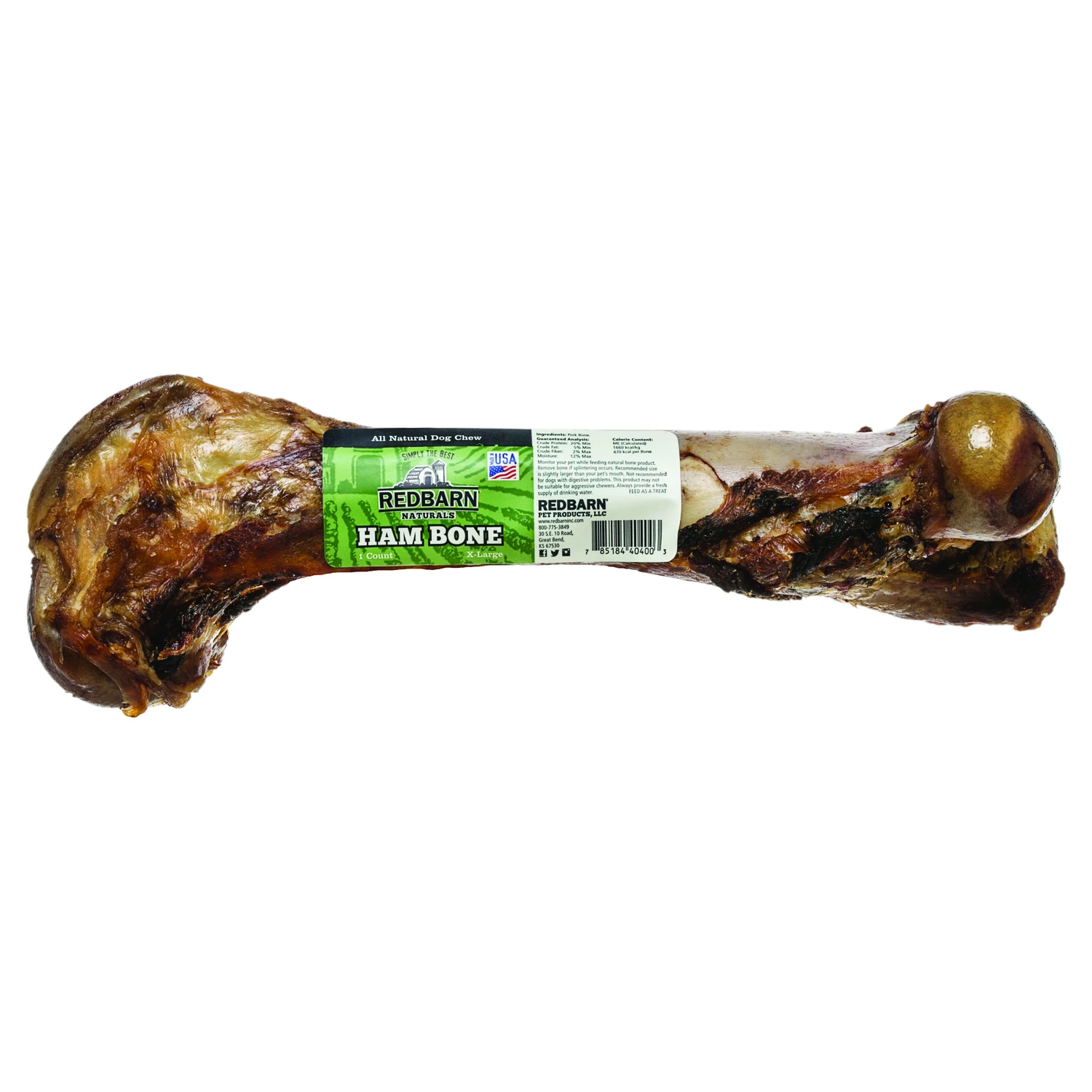 Redbarn Naturals Pork Ham Bone Grain Free Bone For Dog 9 in. 1 pk