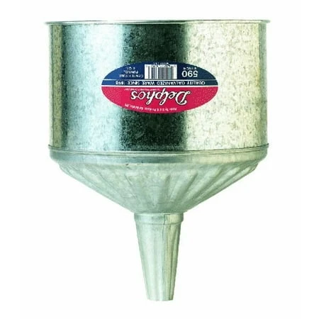 Heavy-duty 8 Quart Galvanized Steel Funnel With Center Spout And Strainer