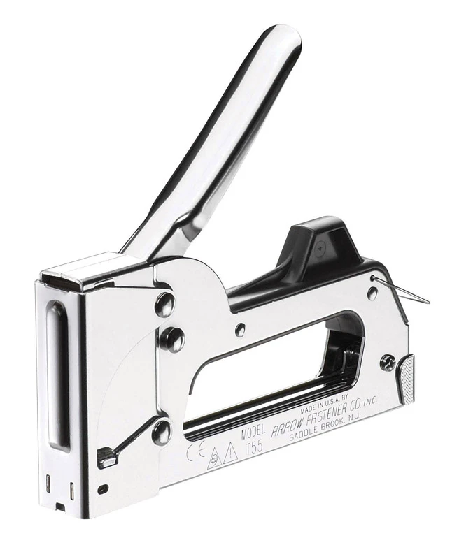 Fastener T55c Manual Flat Staple Gun - All-steel Construction, Chrome Finish