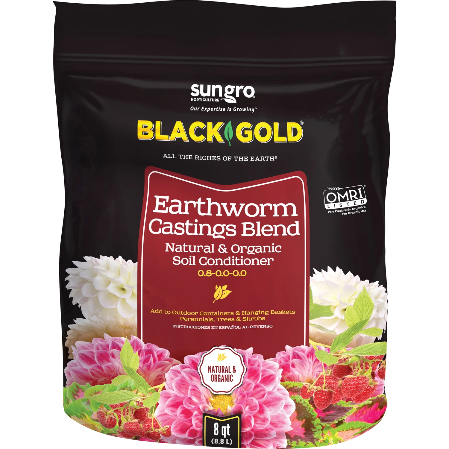 Organic Earthworm Castings 8 Quart Natural Soil Conditioner
