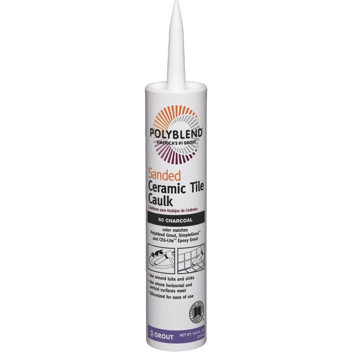 Polyblend #115 Platinum 10.5 Oz Sanded Ceramic Tile Caulk For Seamless Finishing