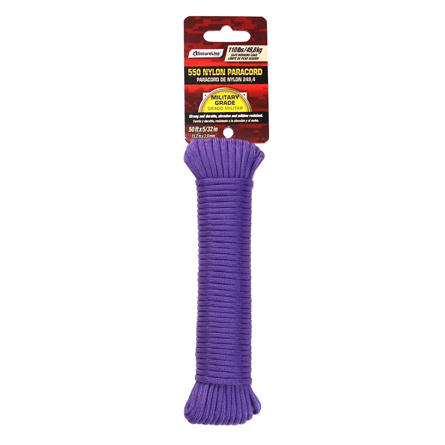 5/32 In. Diameter X 50 Ft. Length Purple Braided Nylon Paracord