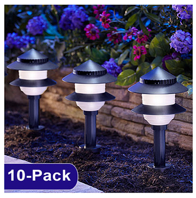 2-tier Low-voltage 4-watt Black Outdoor Landscape Path Lights With Control Box (10-pk)