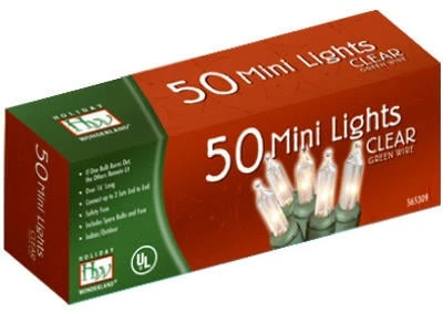 Noma/Inliten 4050-88 Holiday Wonderland Christmas String-to-String Light Set, Clear, 50-Ct.
