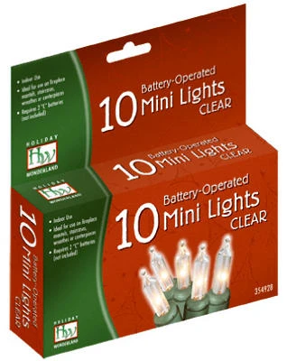 Noma/Inliten 1912C-88 Holiday Wonderland Christmas Lights Set, Battery-Operated, Clear, 10-Ct.