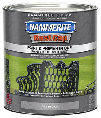 Rust Cap Paint & Primer In One, Hammered Silver Finish, 1 Quart