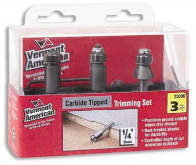 1/4 In. Dia. X Multi Size X 4 In. L Laminate Trim Router Bit Set 3 Pc