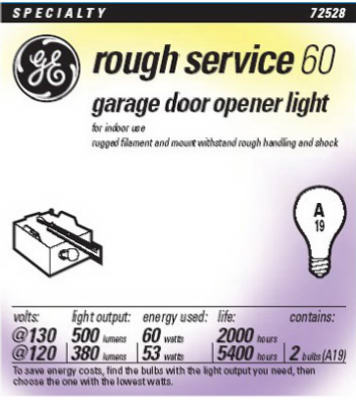 Ge 2-pack 60-watt Dimmable Rough Service A19 Incandescent Light Bulbs 380/500 Lumens