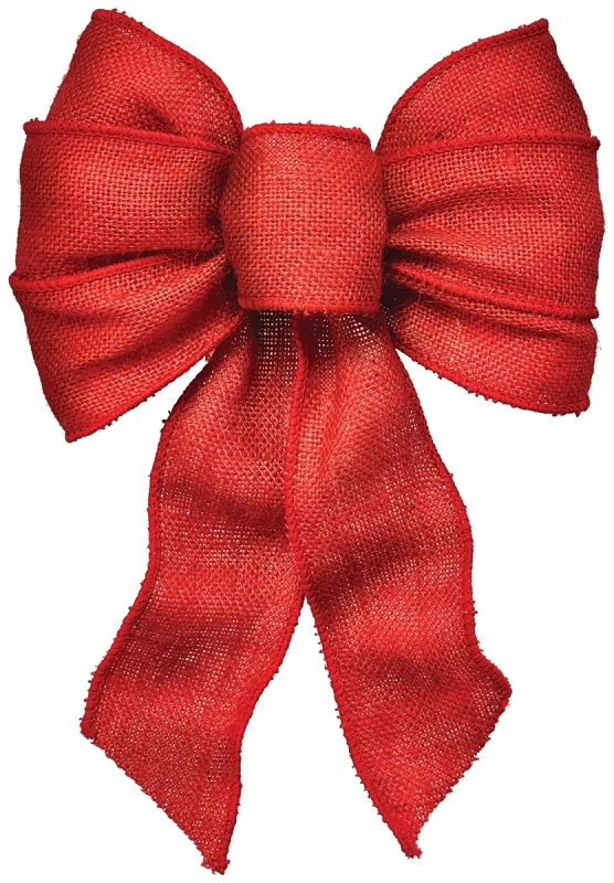 Holiday Trims 6122 7-loop Wired Bow In Red Burlap For Holiday Decor