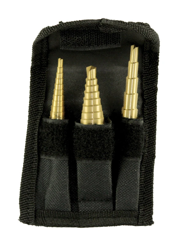 High Speed Steel Step Drill Bit Set With Hex Shank - 3 Pieces