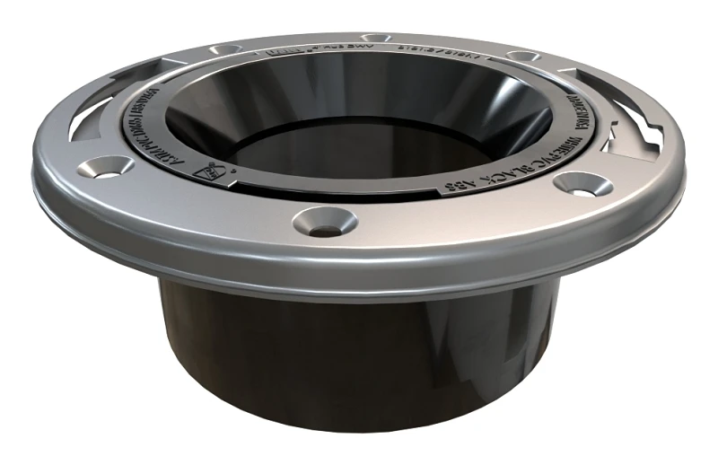 Level Fit Closet Flange With Stainless Steel Ring, 4 Inch, Abs Material