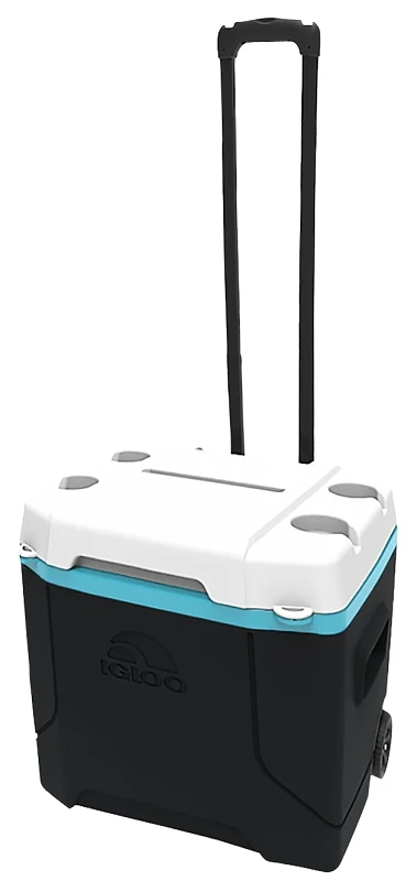 30 Quart Roller Cooler With Locking Telescopic Handle, Majestic Blue