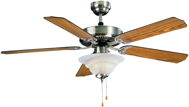 52 Inch Ceiling Fan With 1 Dome Light, Brushed Nickel Finish, Model Cf-b552+1f242sn