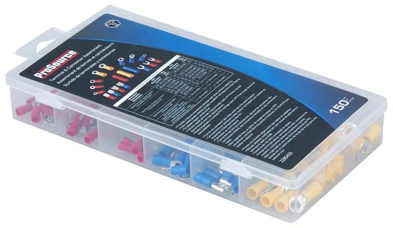 150 Piece Electrical Terminal Connector Assortment - Red, Yellow & Blue
