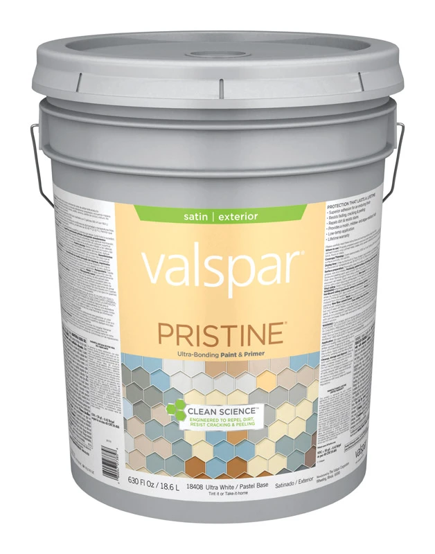 Pristine Satin Paint And Primer Basic White Pastel Base Exterior 5 Gallon